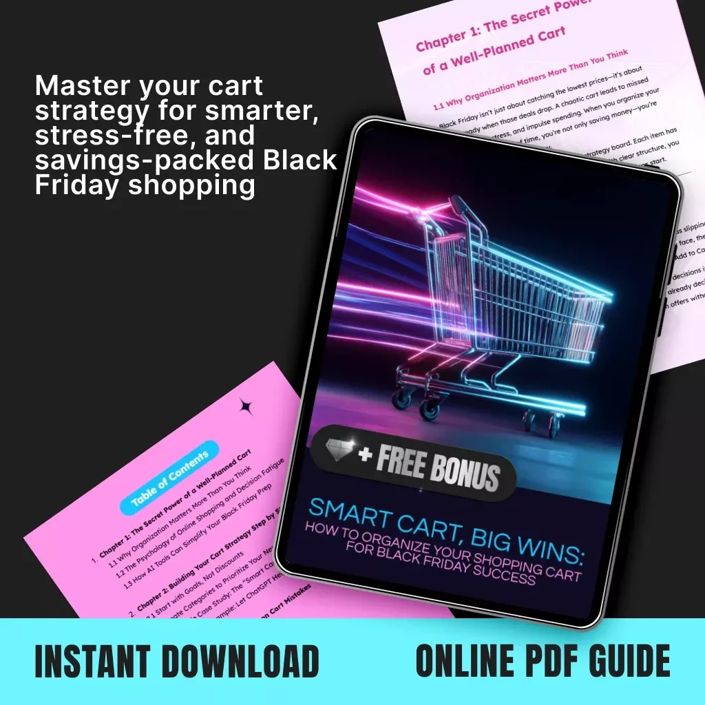 Smart Cart, Big Wins: How to Organize Your Shopping Cart for Black Friday Success | Digital Guide for Smarter Black Friday Shopping | Downloadable eBook for Savvy Shoppers & AI-Driven Deal Planning