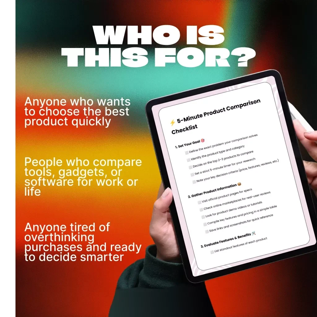 5-Minute Product Comparison Checklist | Digital Download Guide for Smart Shoppers, Entrepreneurs & Product Researchers | Printable PDF & Instant Access