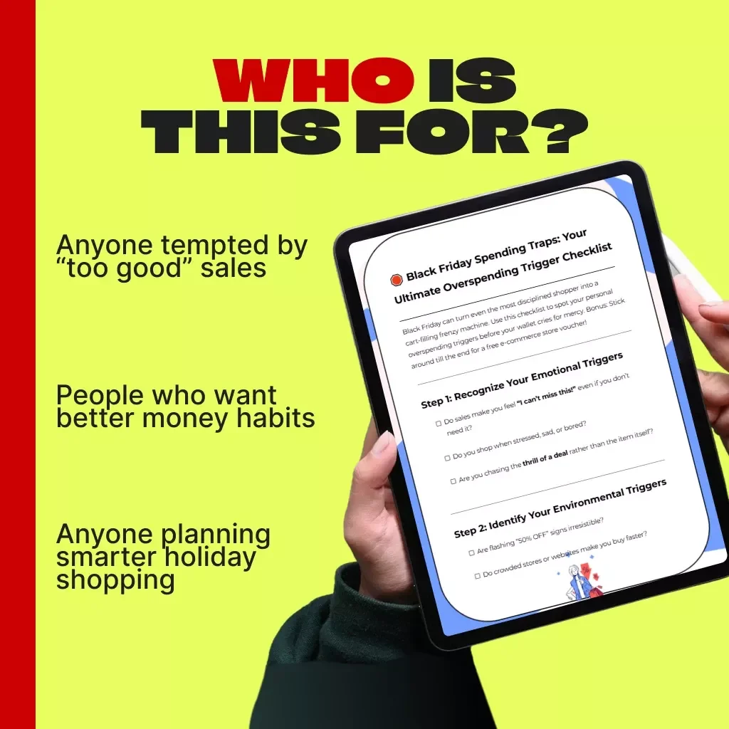 Black Friday Spending Traps: Your Ultimate Overspending Trigger Checklist | Printable Guide to How to Identify Triggers for Overspending, Budget Planner, Digital Download