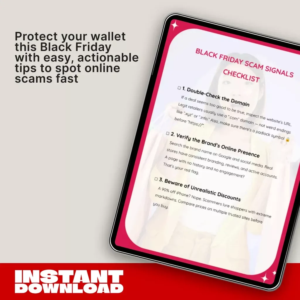 BLACK FRIDAY SCAM SIGNALS CHECKLIST | Digital Download | Online Shopping Safety Guide | Holiday Shopping Protection eBook | Cybersecurity Tips for Smart Buyers | Anti-Scam Printable PDF