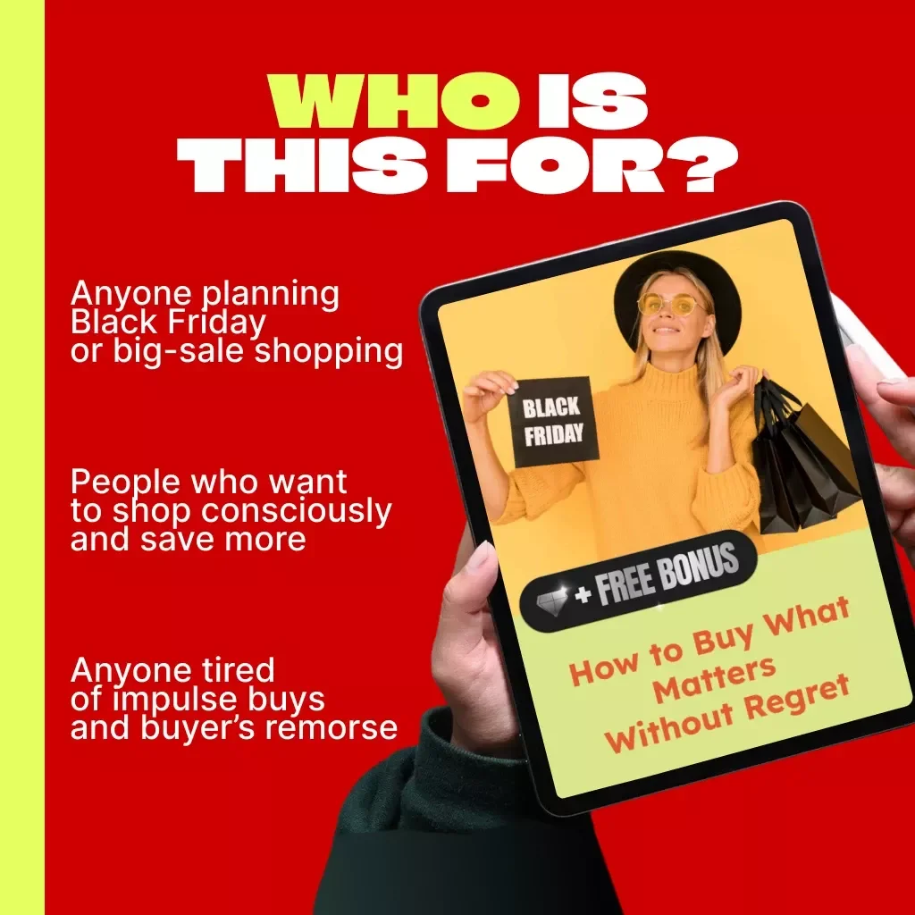 How to Buy What Matters Without Regret | Smart Black Friday Ebook for Conscious Shoppers | Digital Guide on Need vs Want vs Wait