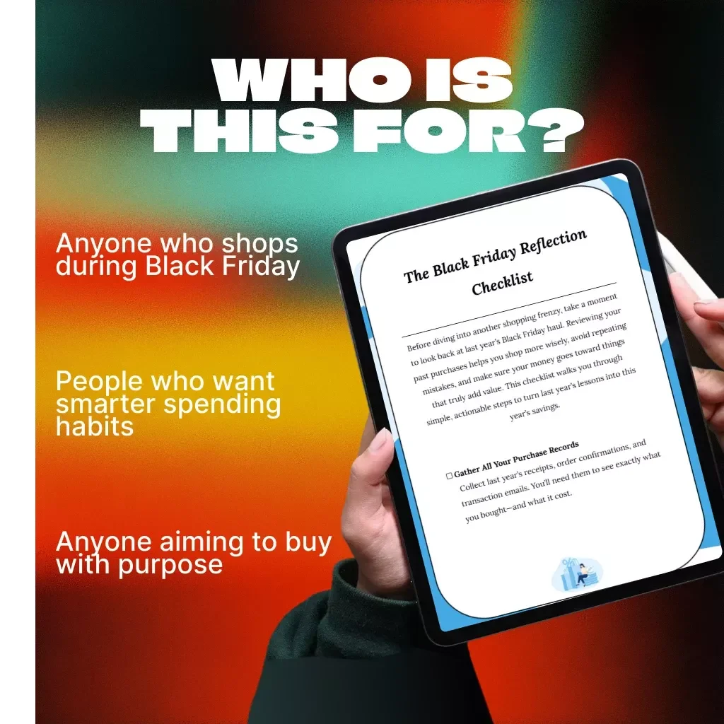 The Black Friday Reflection Checklist | Digital Download | Smart Shopping Planner & Spending Review Guide | why you should review last year’s black friday purchases