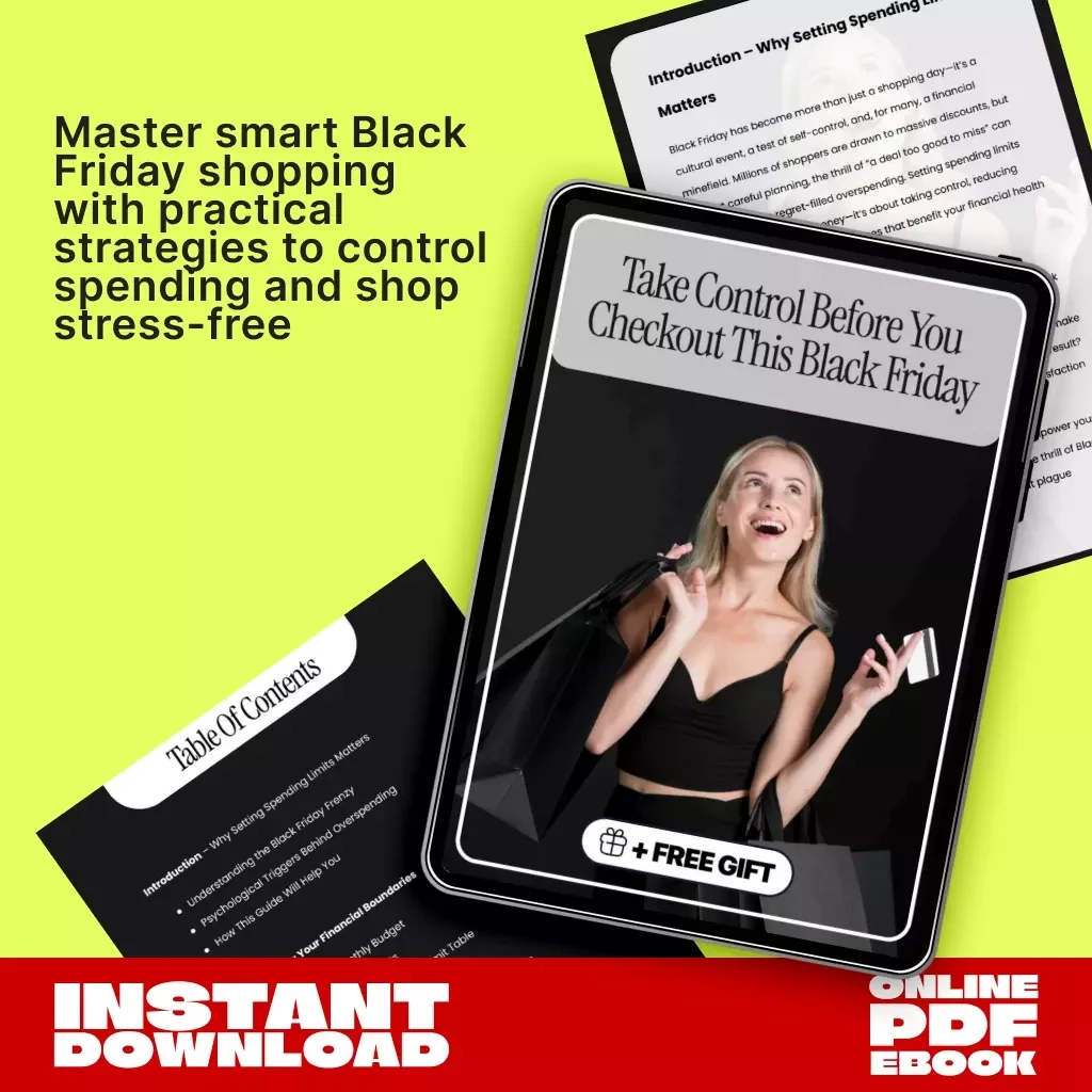 Take Control Before You Checkout This Black Friday | How to Set Spending Limits During Black Friday | Smart Shopping Budget Planner eBook | Digital Download Guide for Financial Control