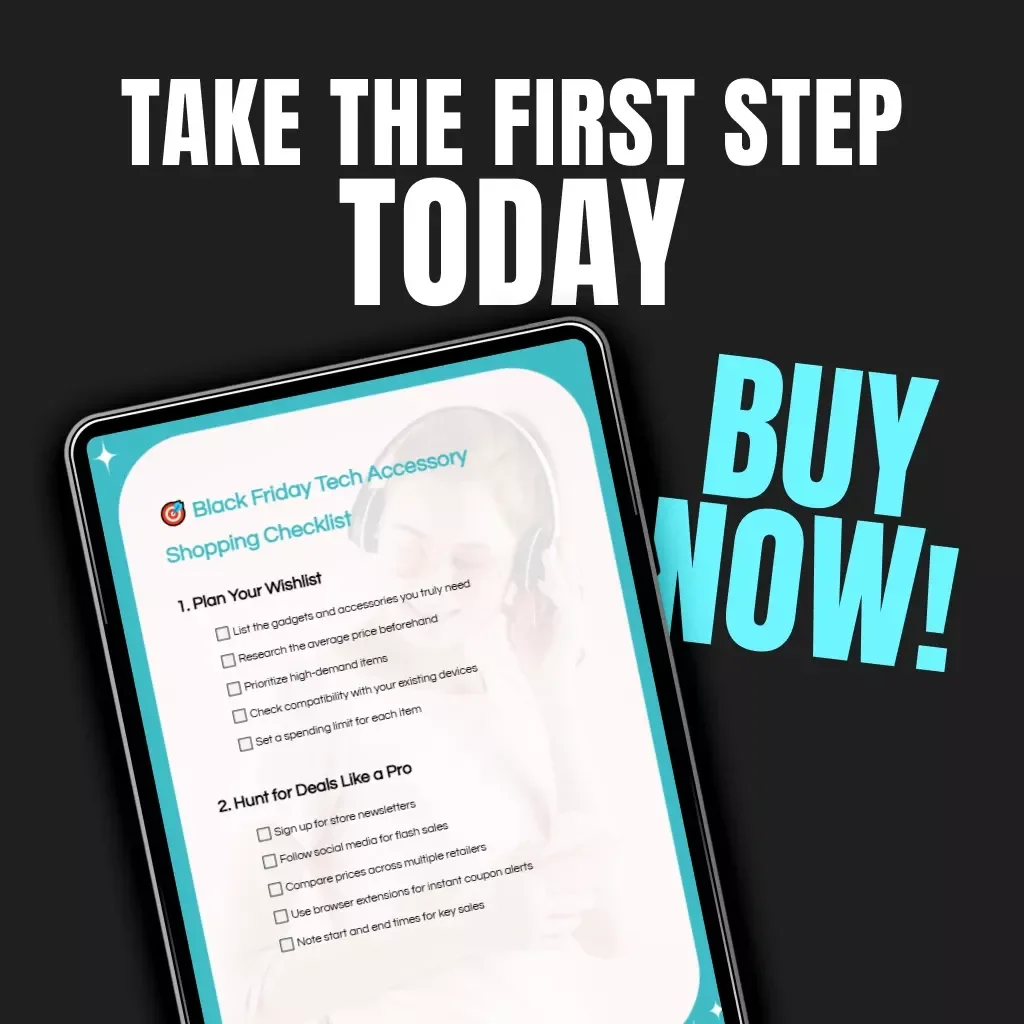 Black Friday Tech Accessory Shopping Checklist | Digital Download | Ultimate Guide on How to Buy Tech Accessories During Black Friday