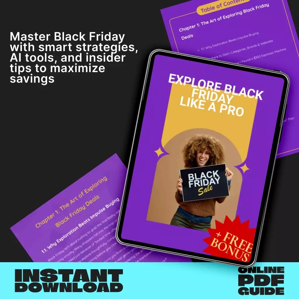 Explore Black Friday Like a Pro | Ultimate Digital Guide for Savvy Shoppers | eBook, AI Prompts, Savings Strategies & Smart Deal Checklist