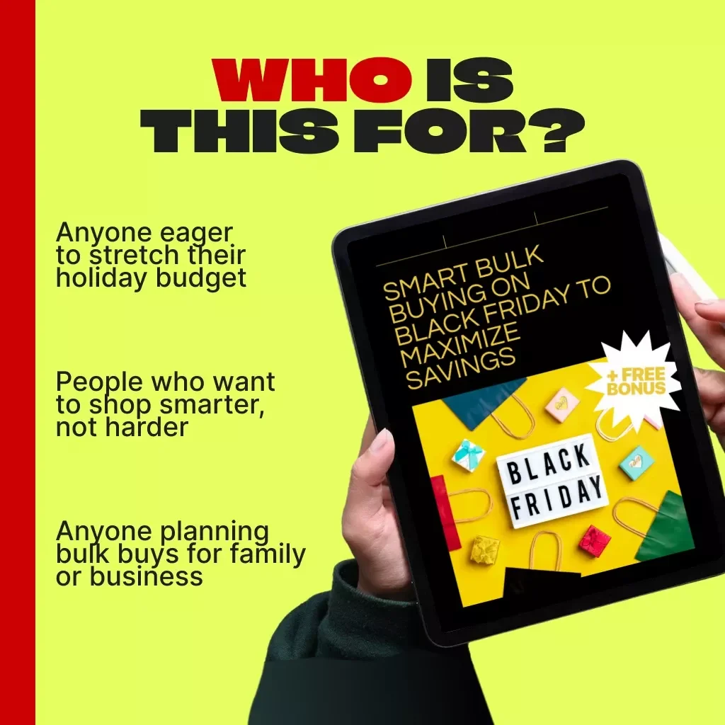 Smart Bulk Buying on Black Friday to Maximize Savings | Digital Guide for How to Plan Bulk Buys During Black Friday | Holiday Shopping Strategy eBook for Smart Savers