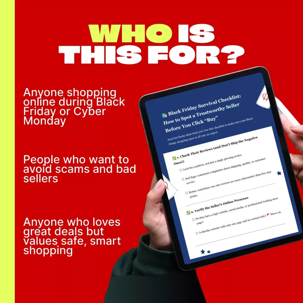 Black Friday Survival Checklist: How to Spot a Trustworthy Seller Before You Click “Buy” | Digital Download | eBook Guide for Safe Online Shopping & Scam Prevention