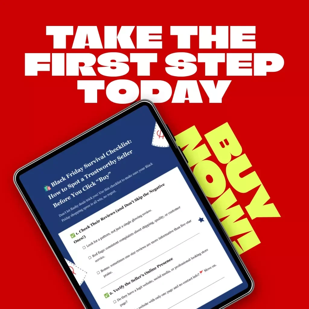 Black Friday Survival Checklist: How to Spot a Trustworthy Seller Before You Click “Buy” | Digital Download | eBook Guide for Safe Online Shopping & Scam Prevention