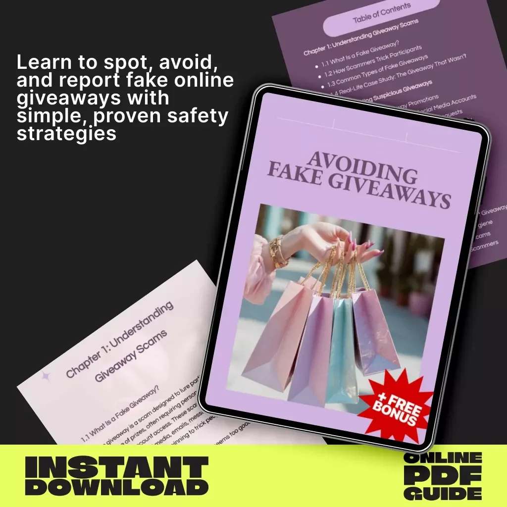 Avoiding Fake Giveaways | Digital Safety eBook, Online Scam Protection Guide, Cybersecurity Checklist, Learn How to Spot and Avoid Giveaway Scams