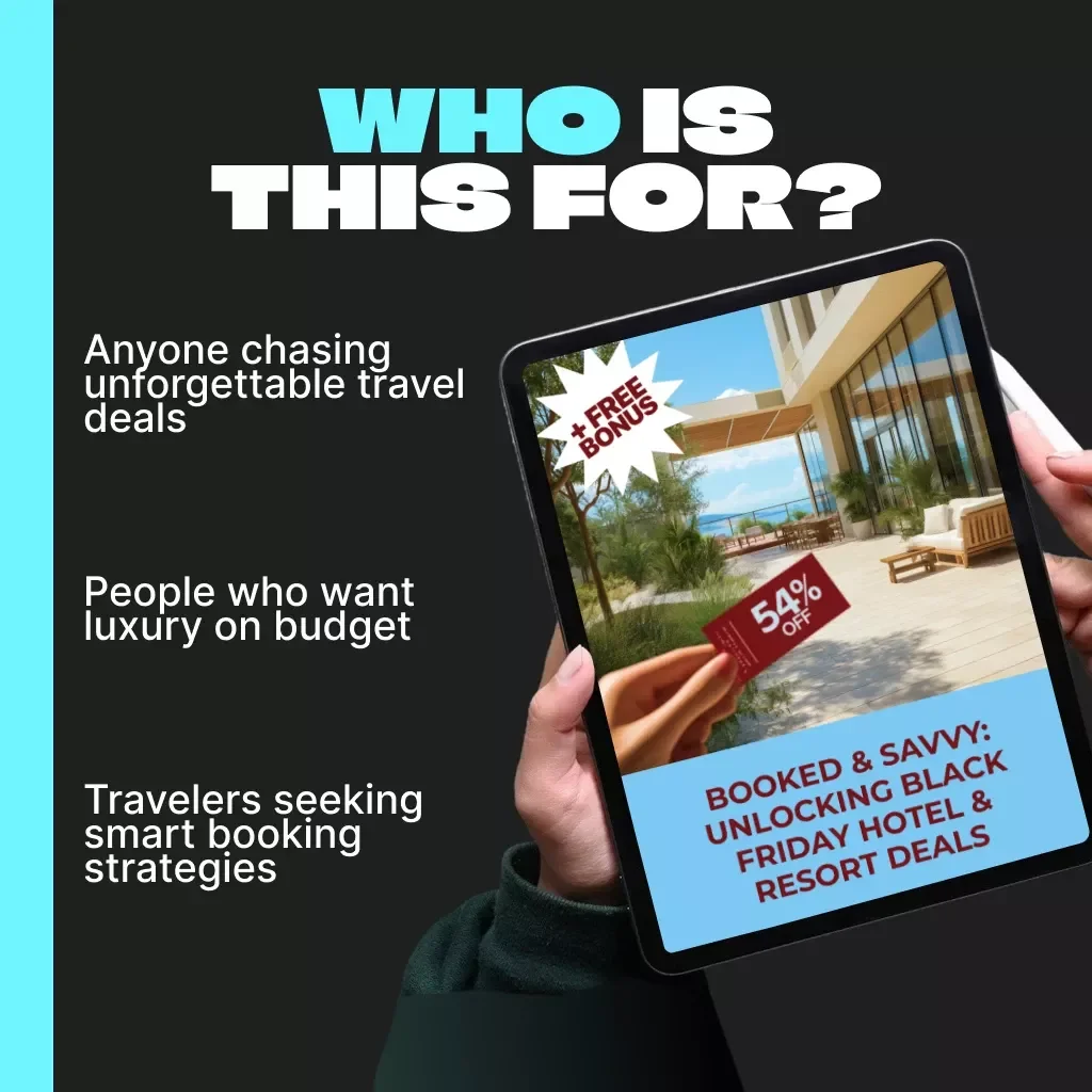 Booked & Savvy: Unlocking Black Friday Hotel & Resort Deals | Ultimate Guide for How to Find Black Friday Deals on Hotels and Resorts | Digital Travel Download, eBook, Travel Savings Checklist
