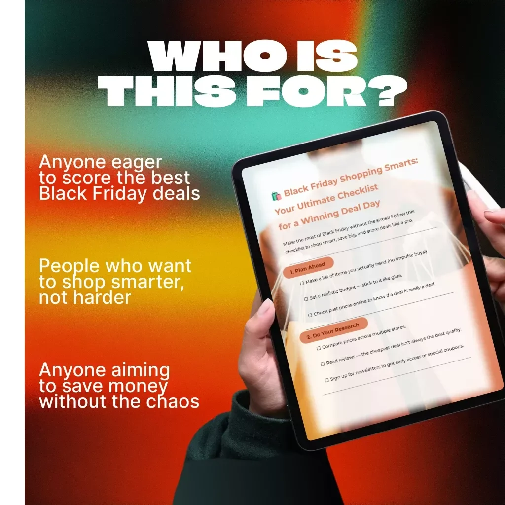 Black Friday Shopping Smarts: Your Ultimate Checklist for a Winning Deal Day | Digital Download | How to Shop Smart During Black Friday | Printable Shopping Guide & Planner
