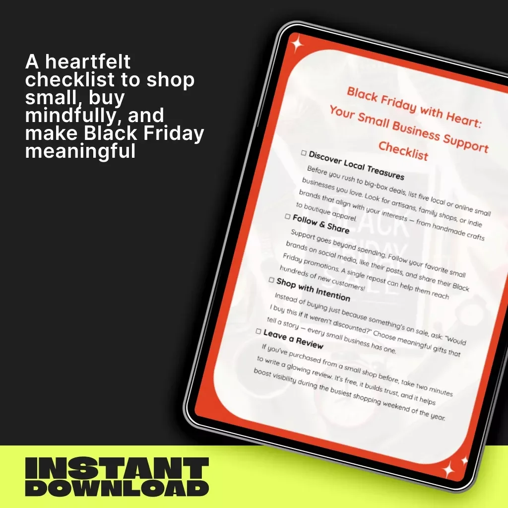 Black Friday with Heart: Your Small Business Support Checklist | Printable Guide, Small Business eBook, Support Local Shopping, Digital Download