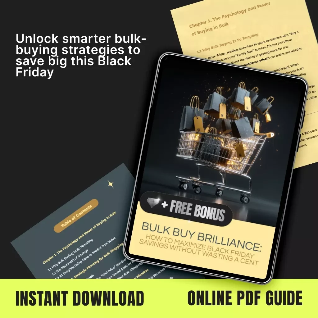Bulk Buy Brilliance: How to Maximize Black Friday Savings Without Wasting a Cent | Ultimate Guide for Smart Shoppers on How to Buy in Bulk During Black Friday | Digital Download eBook