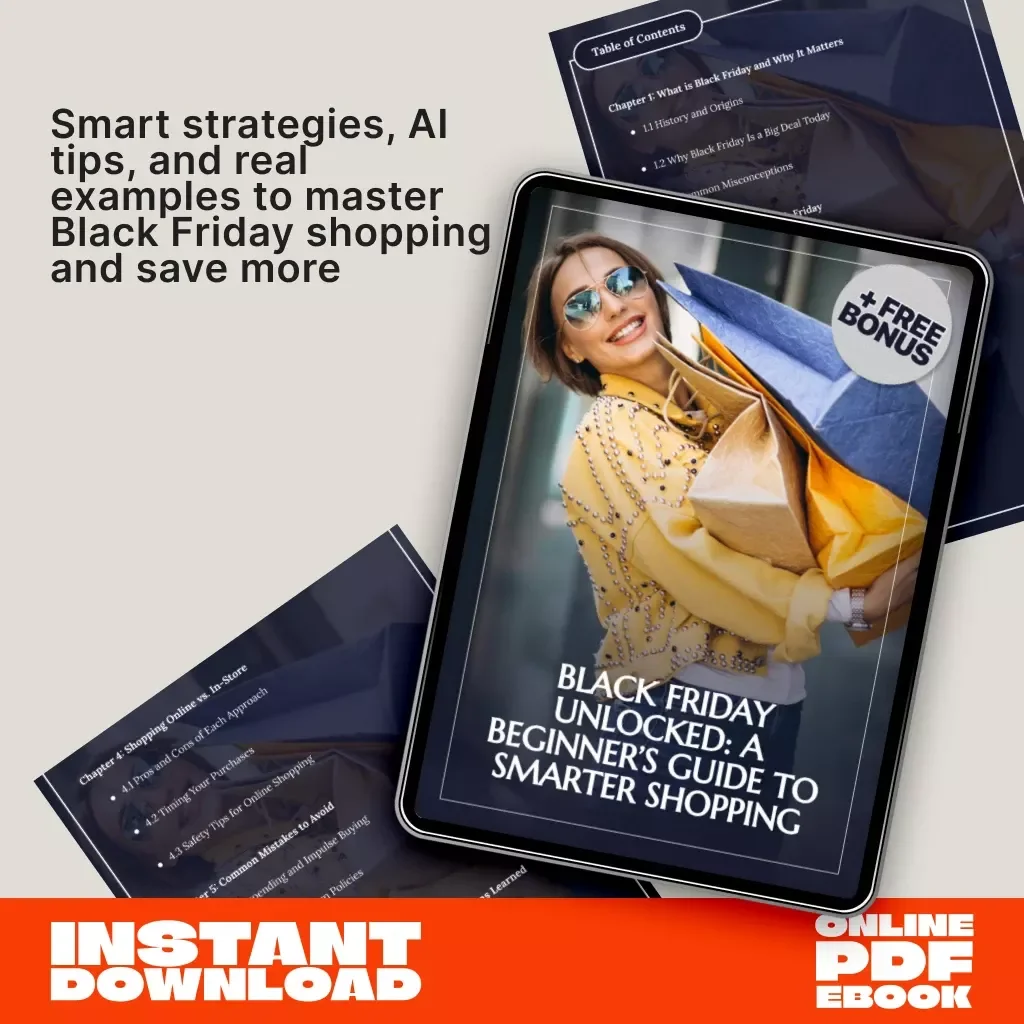 Black Friday Unlocked: A Beginner’s Guide to Smarter Shopping | Digital Download eBook | Holiday Savings, Budget Planner & AI Shopping Tips