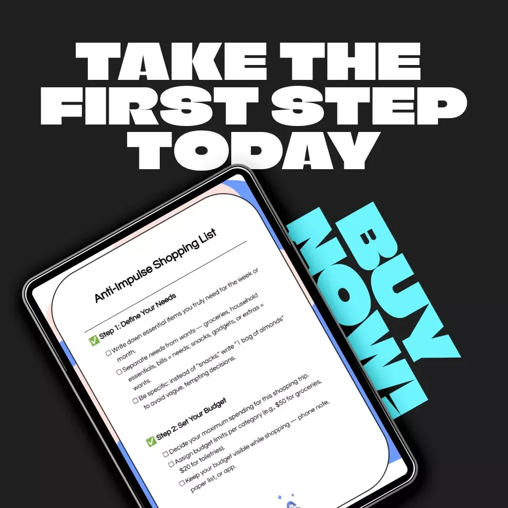 Anti-Impulse Shopping List | Printable Digital Checklist | How to Create a Shopping List to Prevent Impulse Buys | Mindful Budgeting & Smart Shopping Planner