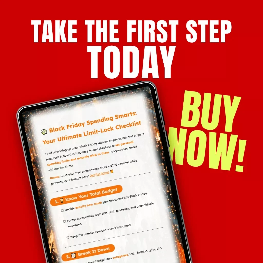 Black Friday Spending Smarts: Your Ultimate Limit-Lock Checklist | Budgeting Guide for Smart Shoppers | How to Set Personal Spending Limits and Stick to Them | Digital Download Printable