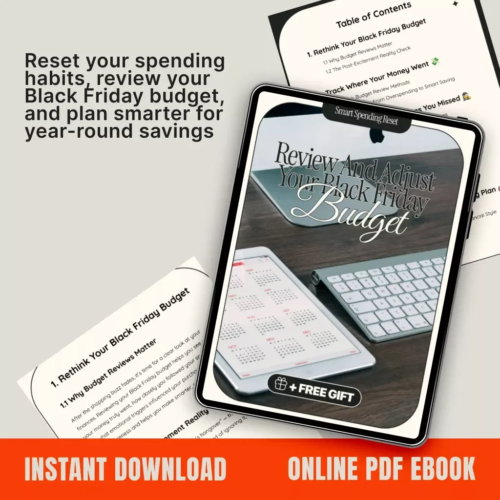 Smart Spending Reset: Review and Adjust Your Black Friday Budget | Digital Budget Planner, AI Spending Guide, Financial Reset Workbook, Money Management Checklist