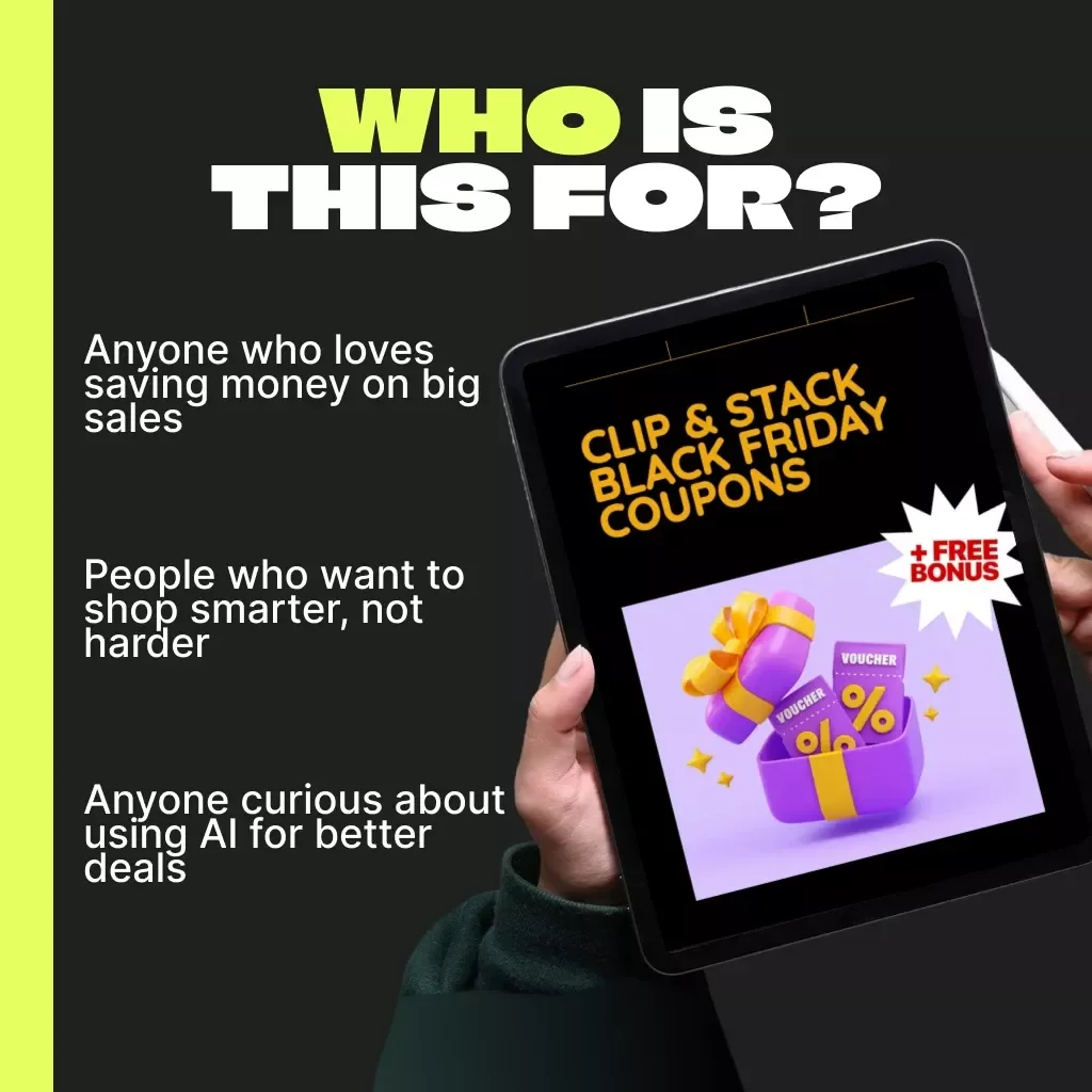 Clip & Stack Black Friday Coupons | Digital Couponing Guide | AI Coupon Strategy eBook | Printable Savings Checklist | Learn How to Stack Coupons & Maximize Discounts