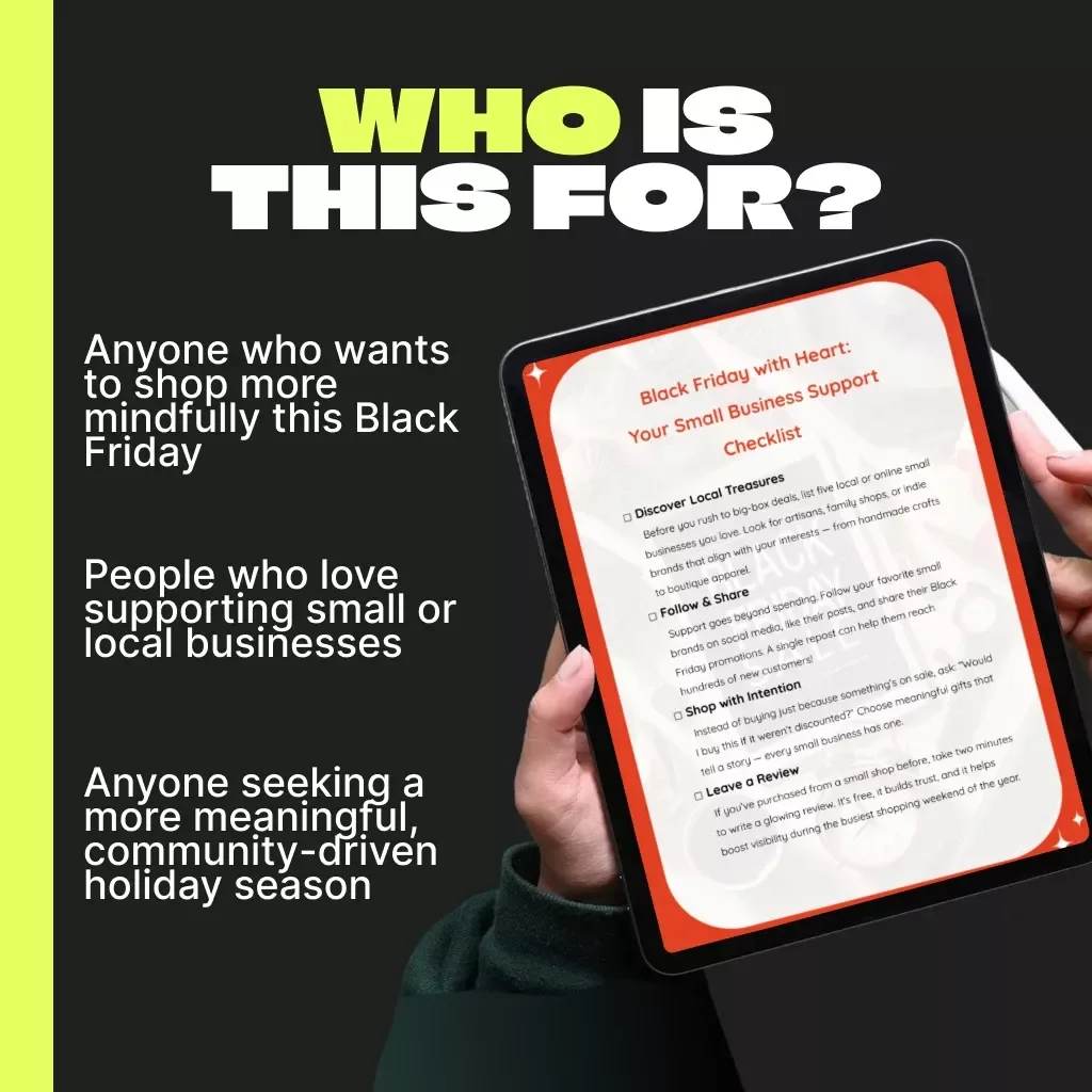 Black Friday with Heart: Your Small Business Support Checklist | Printable Guide, Small Business eBook, Support Local Shopping, Digital Download