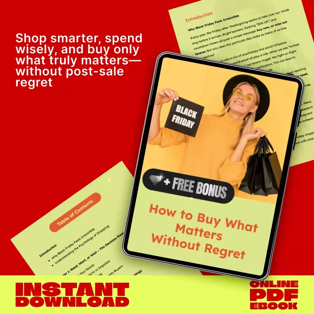 How to Buy What Matters Without Regret | Smart Black Friday Ebook for Conscious Shoppers | Digital Guide on Need vs Want vs Wait