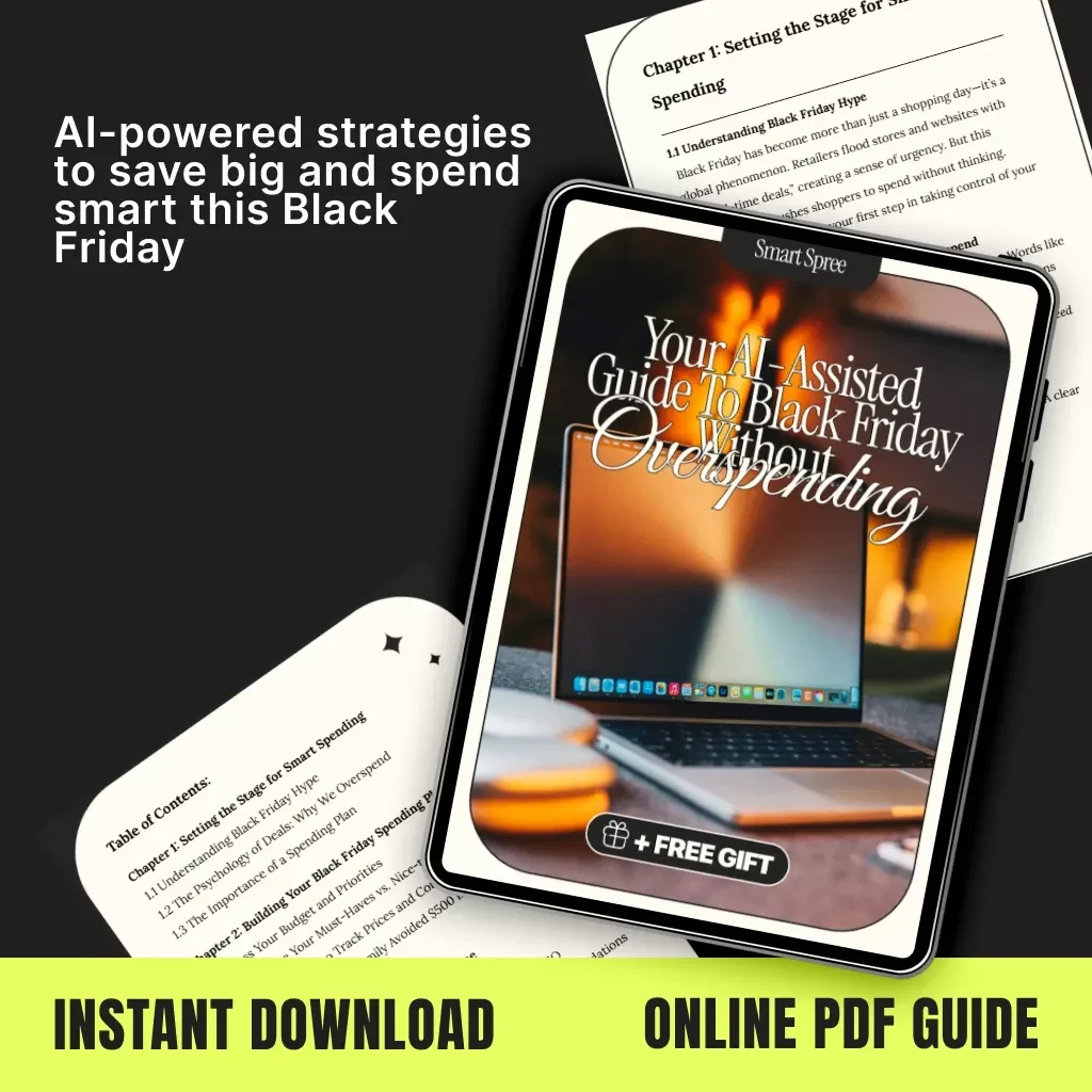 Smart Spree: Your AI-Assisted Guide to Black Friday Without Overspending | Digital Guide to Create a Black Friday Spending Plan & Avoid Overspending | Budget Planner, AI Shopping Strategy eBook