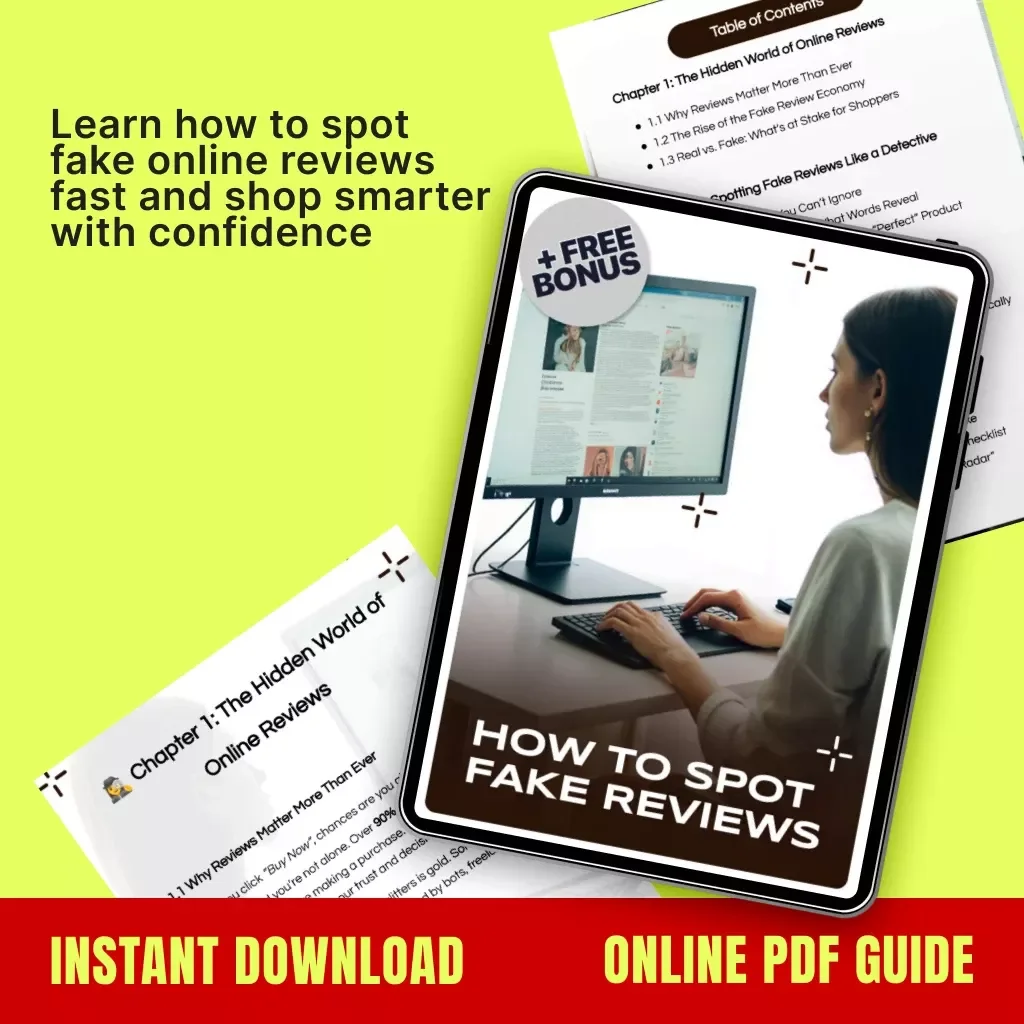 How to Spot Fake Reviews | Digital Guide, eBook & Checklist for Smarter Online Shopping | Learn to Detect Fake Amazon, Etsy & Google Reviews Using AI Tools