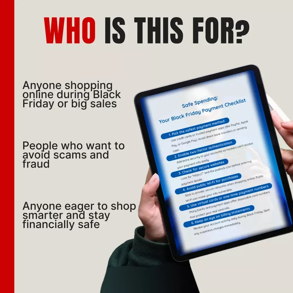 Safe Spending: Your Black Friday Payment Checklist | Secure Shopping Guide | Digital Download eBook for Online Buyers