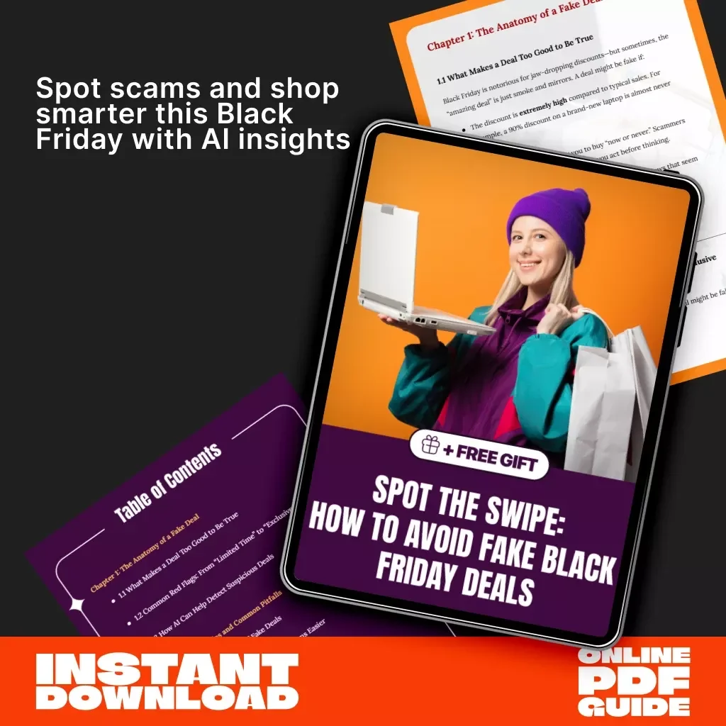 Spot the Swipe: How to Avoid Fake Black Friday Deals | Digital Guide on Recognizing What Red Flags Mean a Deal Is Fake | Smart Shopping & AI Tips eBook