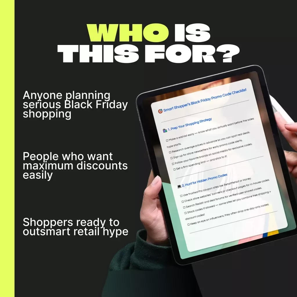 Smart Shopper’s Black Friday Promo Code Checklist | Digital Download | Printable Tips for Using Promo Codes on Black Friday | Money-Saving Holiday Shopping Guide
