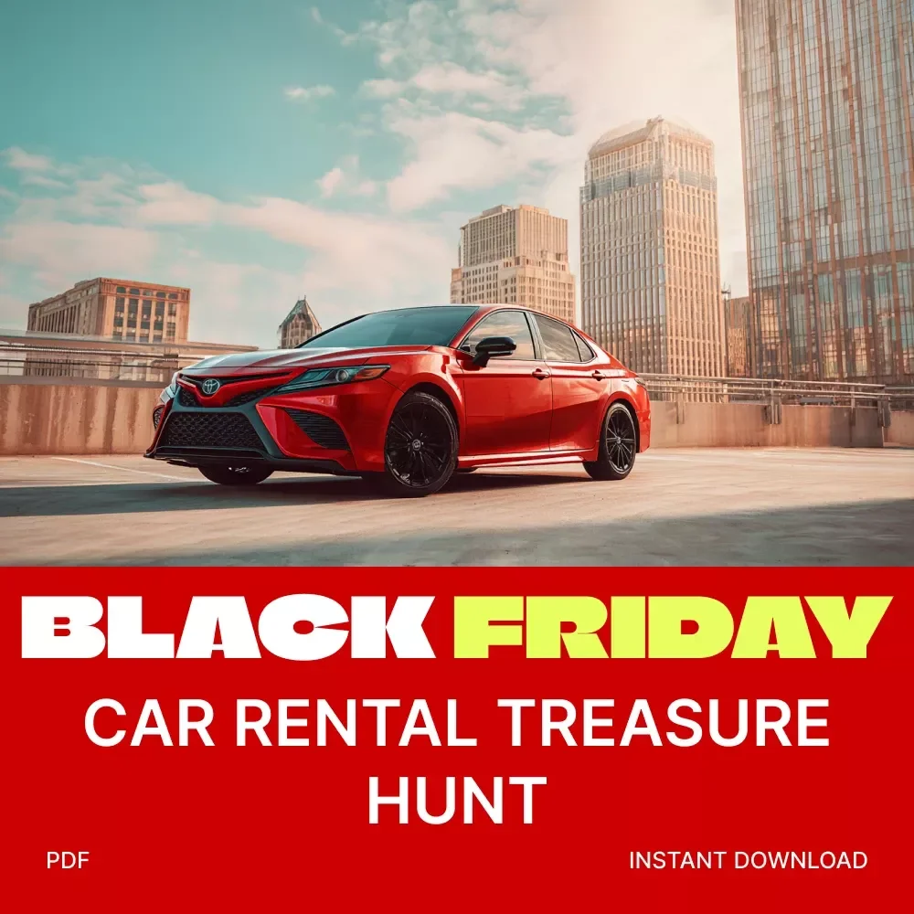 Black Friday Car Rental Treasure Hunt Checklist | Digital Download for Smart Travelers | How to Find Car Rentals Black Friday Deals Like a Pro