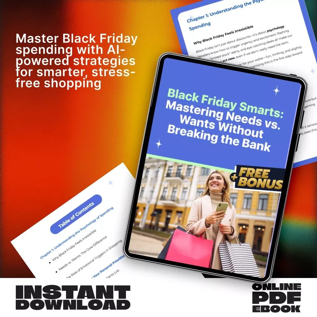 Black Friday Smarts: Mastering Needs vs. Wants Without Breaking the Bank | Smart Shopping eBook for How to Prioritize Needs vs Wants, Budget Planning & Spending Psychology Guide