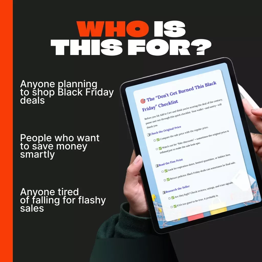 The “Don’t Get Burned This Black Friday” Checklist | Digital Download Guide for Smart Shoppers | What to Check Before Trusting a Black Friday Sale | Printable Shopping Safety List & eBook
