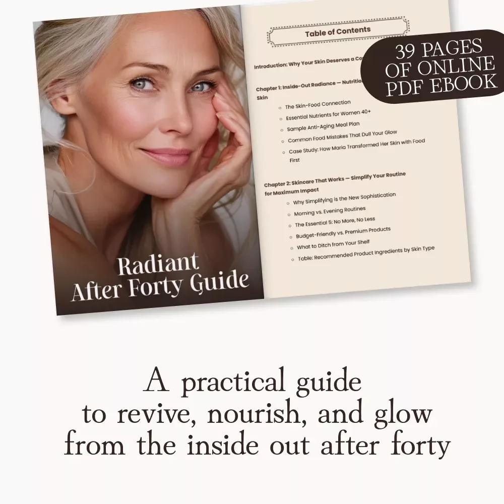 Radiant After Forty Guide | Ebook for Women Over 40 | Tips for Glowing Skin After 40 | Skincare, Nutrition & Lifestyle Glow-Up Plan
