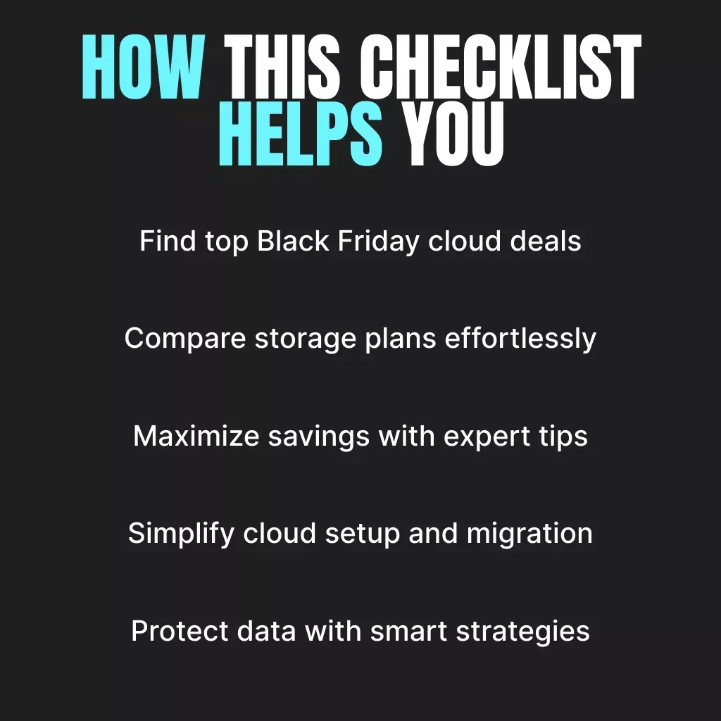 Cloudy with a Chance of Savings: Your Ultimate Black Friday Cloud Storage Checklist | Digital Download | Tips for Finding Black Friday Deals on Cloud Storage Plans | eBook for Smart Shoppers