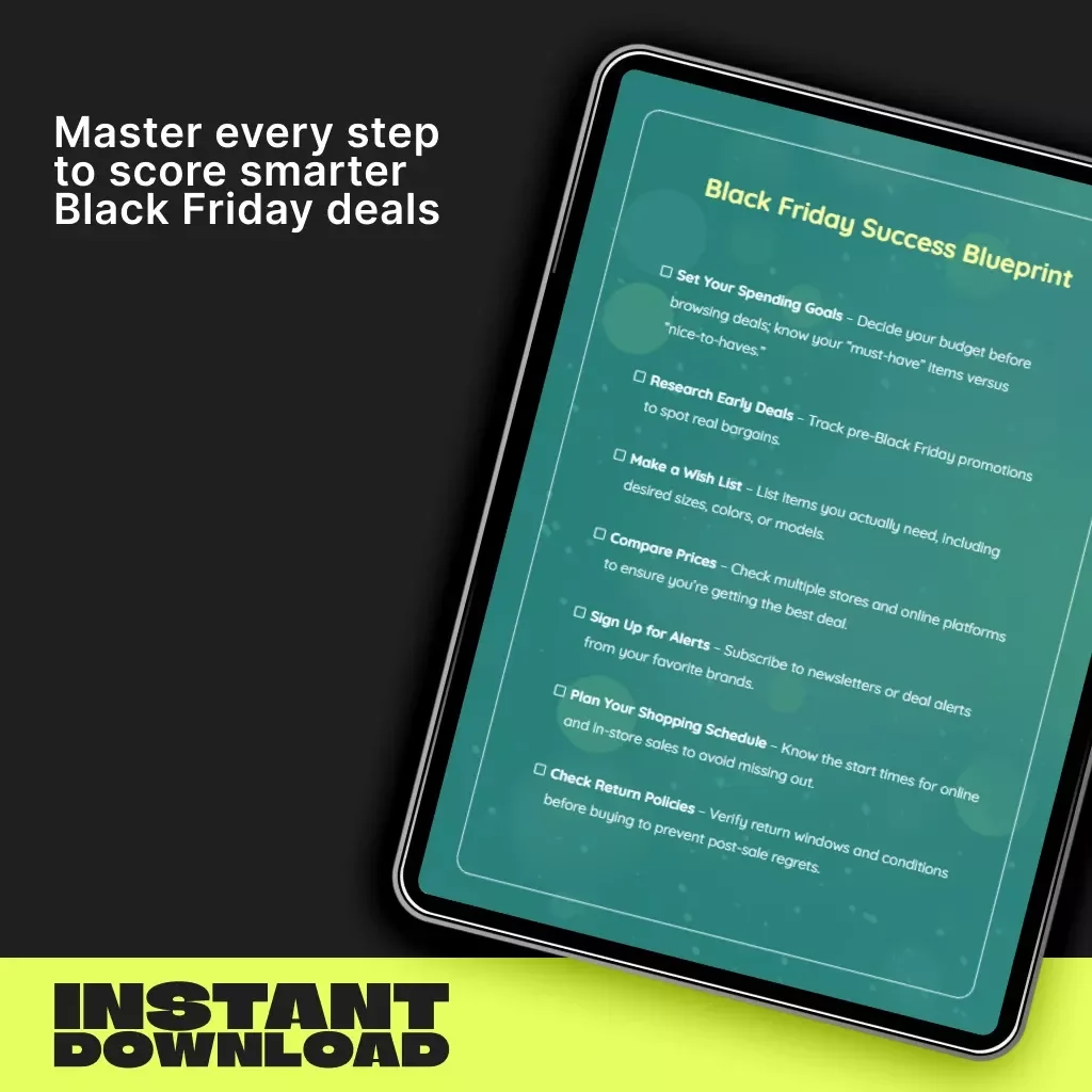 Black Friday Success Blueprint – Printable Shopping Checklist & Digital Download | How to Plan for Black Friday Like a Pro | Budget, Track Deals & Save More