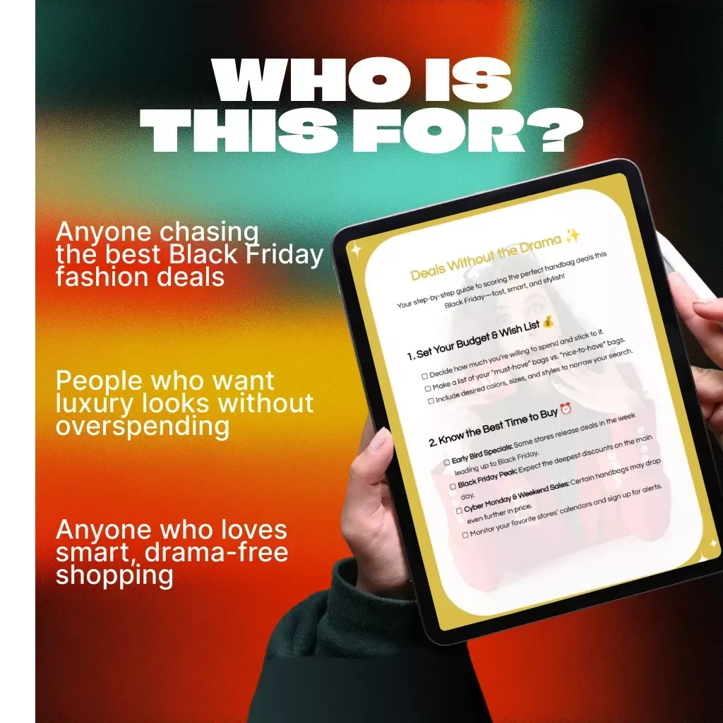 Deals Without the Drama | Black Friday Handbag Shopping Checklist | Digital Download | Smart Guide for When to Buy Handbags on Black Friday for the Best Deals