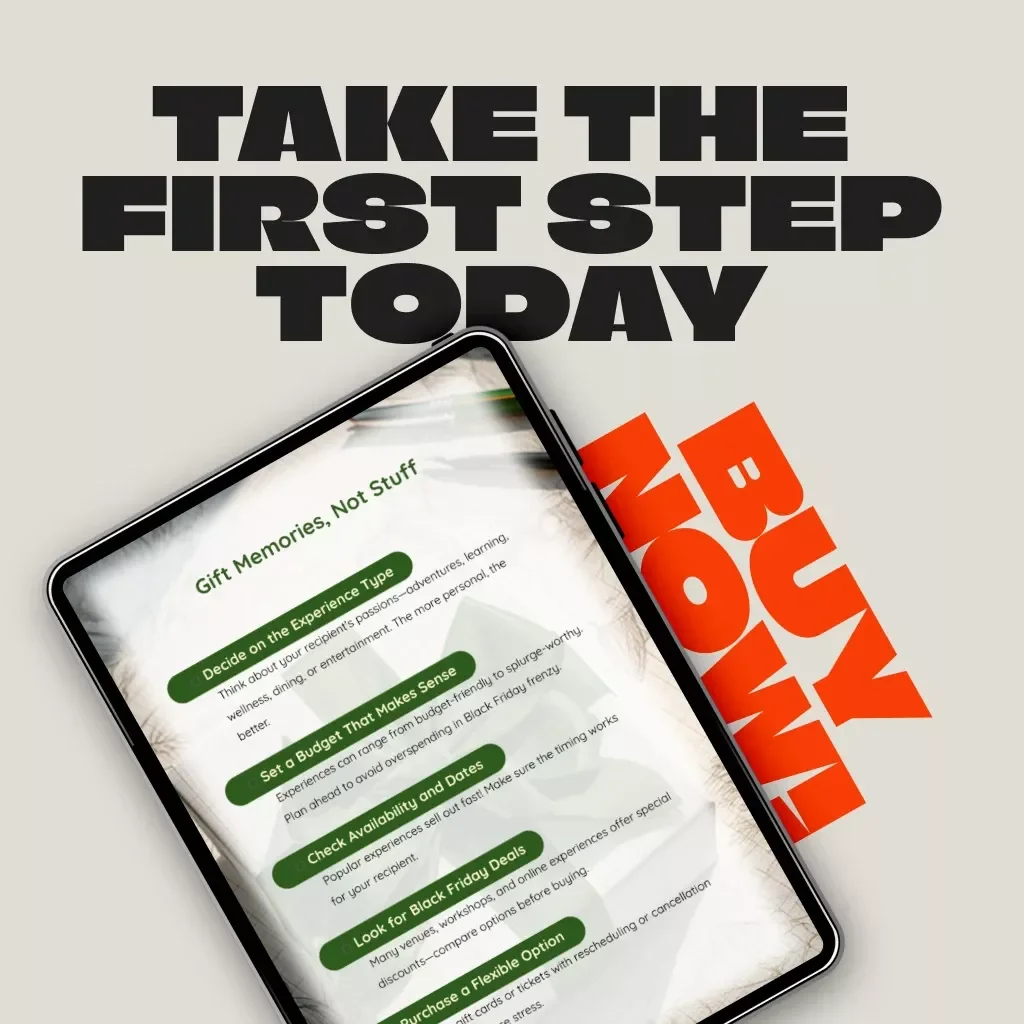 Gift Memories, Not Stuff | Digital Guide for Meaningful Experience Gifts | Black Friday Experience Gift Planner | Printable eBook for Thoughtful Gifting