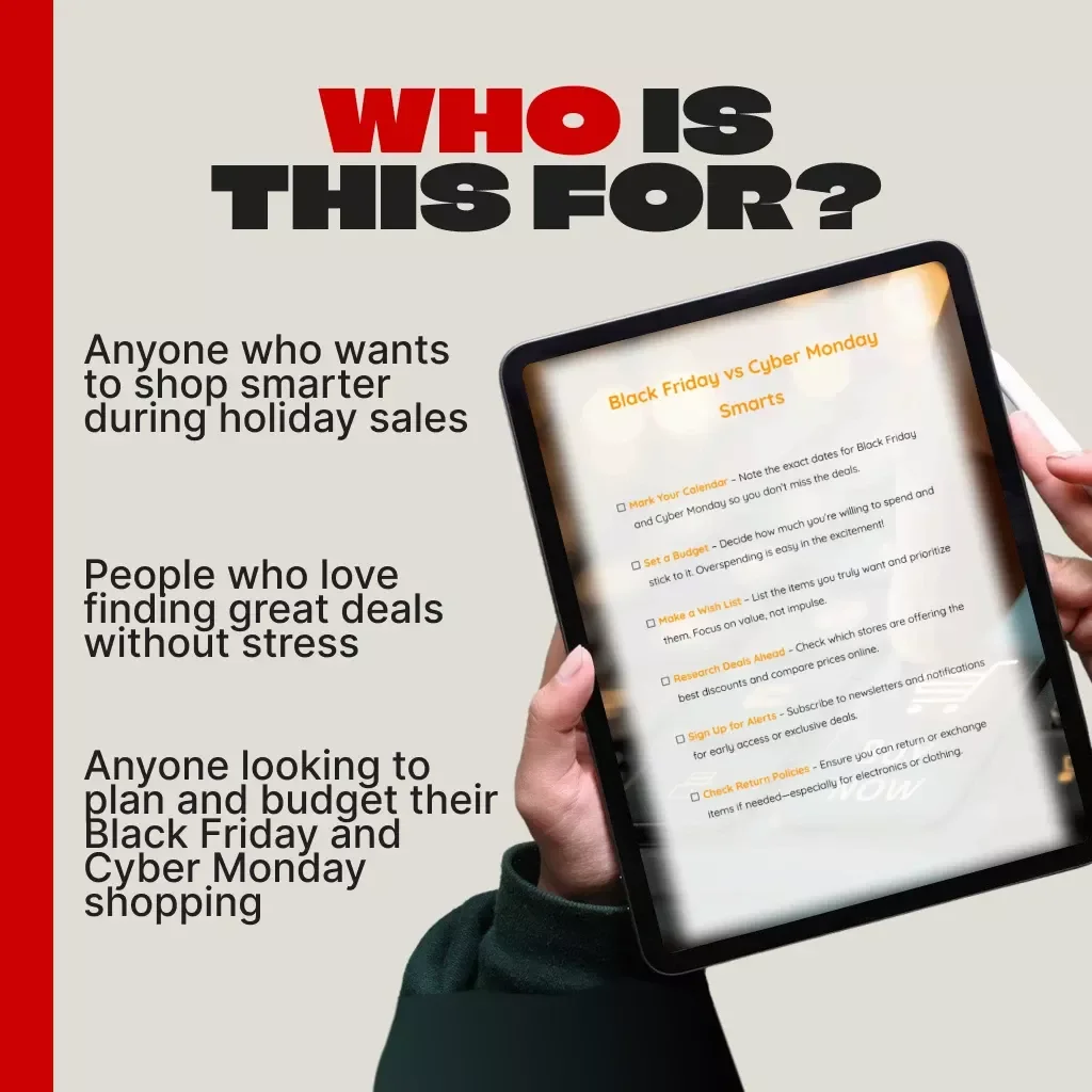 Black Friday vs Cyber Monday Smarts – Digital Shopping Guide, Holiday Savings Planner, Printable eBook for Smart Online Shoppers