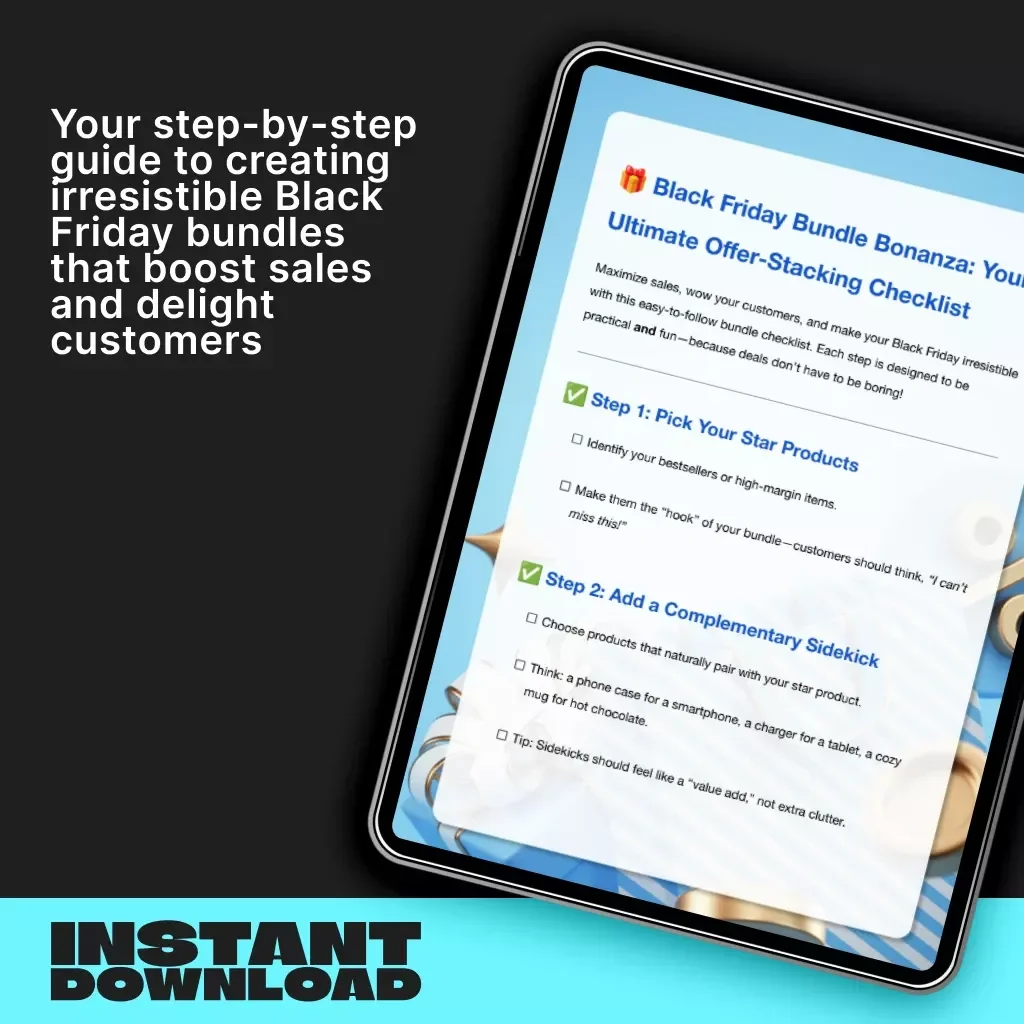 Black Friday Bundle Bonanza: Your Ultimate Offer-Stacking Checklist | Digital Download for Entrepreneurs & Small Business Owners | How to Bundle Offers for Black Friday eBook