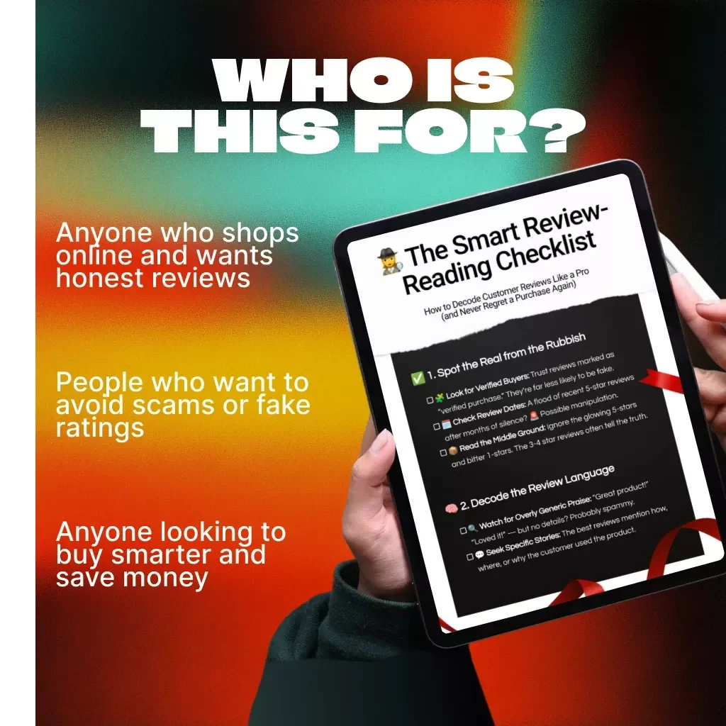 The Smart Review-Reading Checklist | Digital Download Guide for Smarter Online Shopping, Fake Review Detection, and Honest Product Insights | Printable eBook & Buyer’s Companion