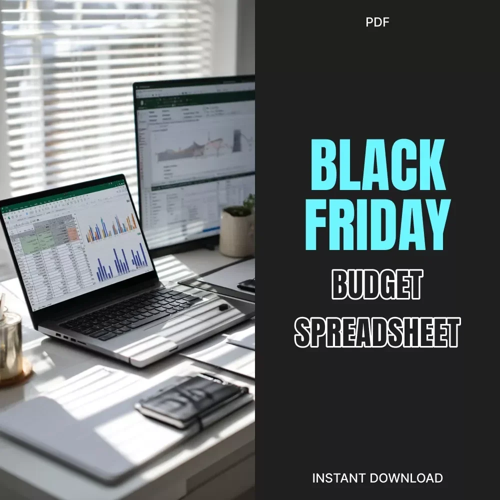 The Ultimate Black Friday Budget Spreadsheet Checklist: Shop Smart, Save Big! | Digital Download eBook | How to Set Up a Black Friday Shopping Budget Spreadsheet | Printable Guide for Smart Shoppers