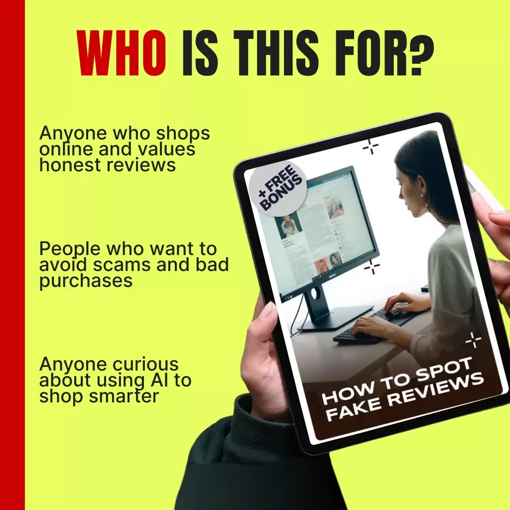 How to Spot Fake Reviews | Digital Guide, eBook & Checklist for Smarter Online Shopping | Learn to Detect Fake Amazon, Etsy & Google Reviews Using AI Tools