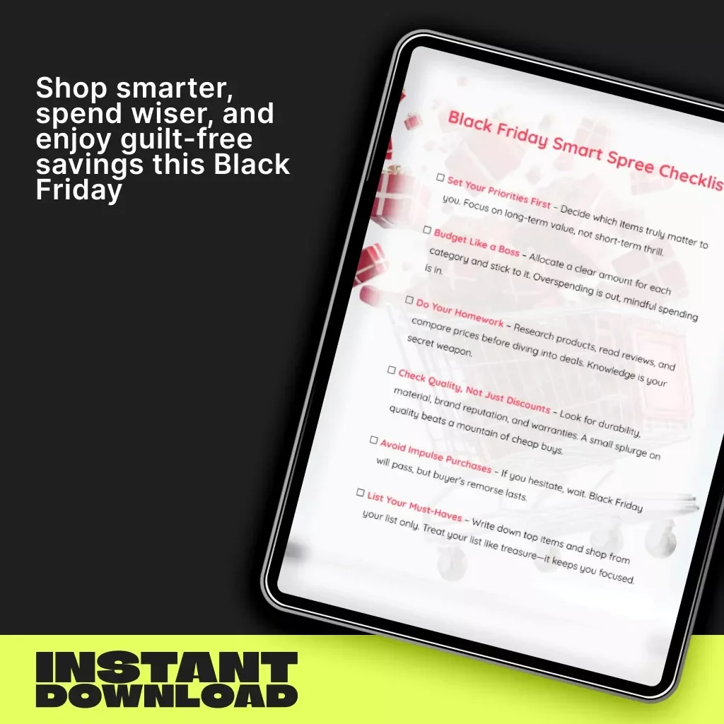 Black Friday Smart Spree Checklist | Printable Digital Download | Holiday Shopping Budget Planner | Money-Saving Guide for Smart Shoppers