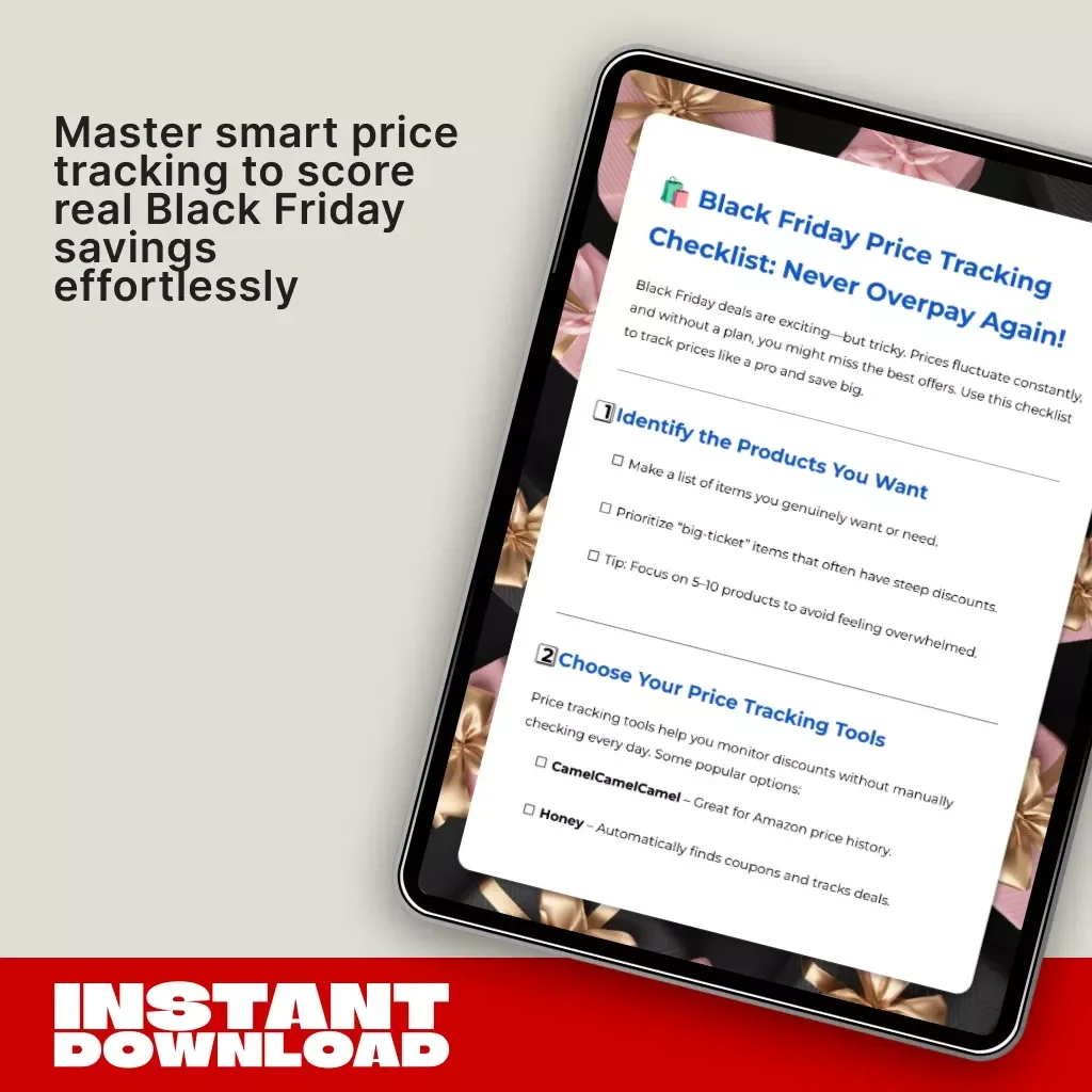 Black Friday Price Tracking Checklist: Never Overpay Again! | Smart Shopping eBook | Digital Download | Save Money with Price Tracking Tools