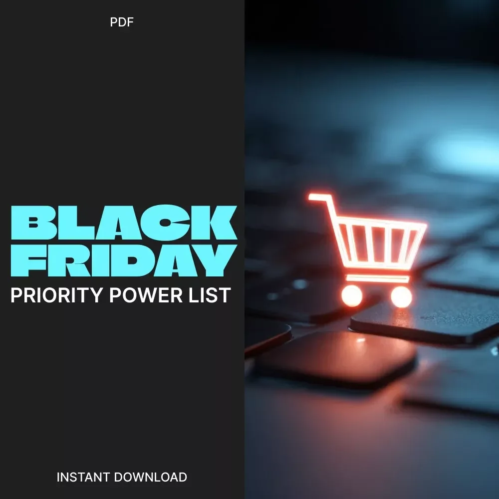 Black Friday Priority Power List | Printable Checklist | Digital Download | How to Pick Priority Items for Black Friday | Budget, Planning & Shopping Guide