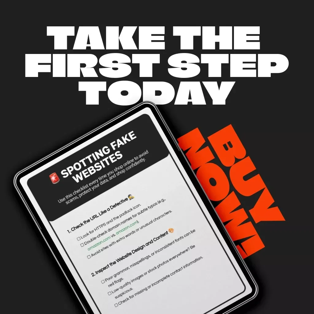 Spotting Fake Websites – Printable Digital Checklist | How to Recognize Fraudulent Websites | Online Safety & Scam Detection Guide for Secure Shopping