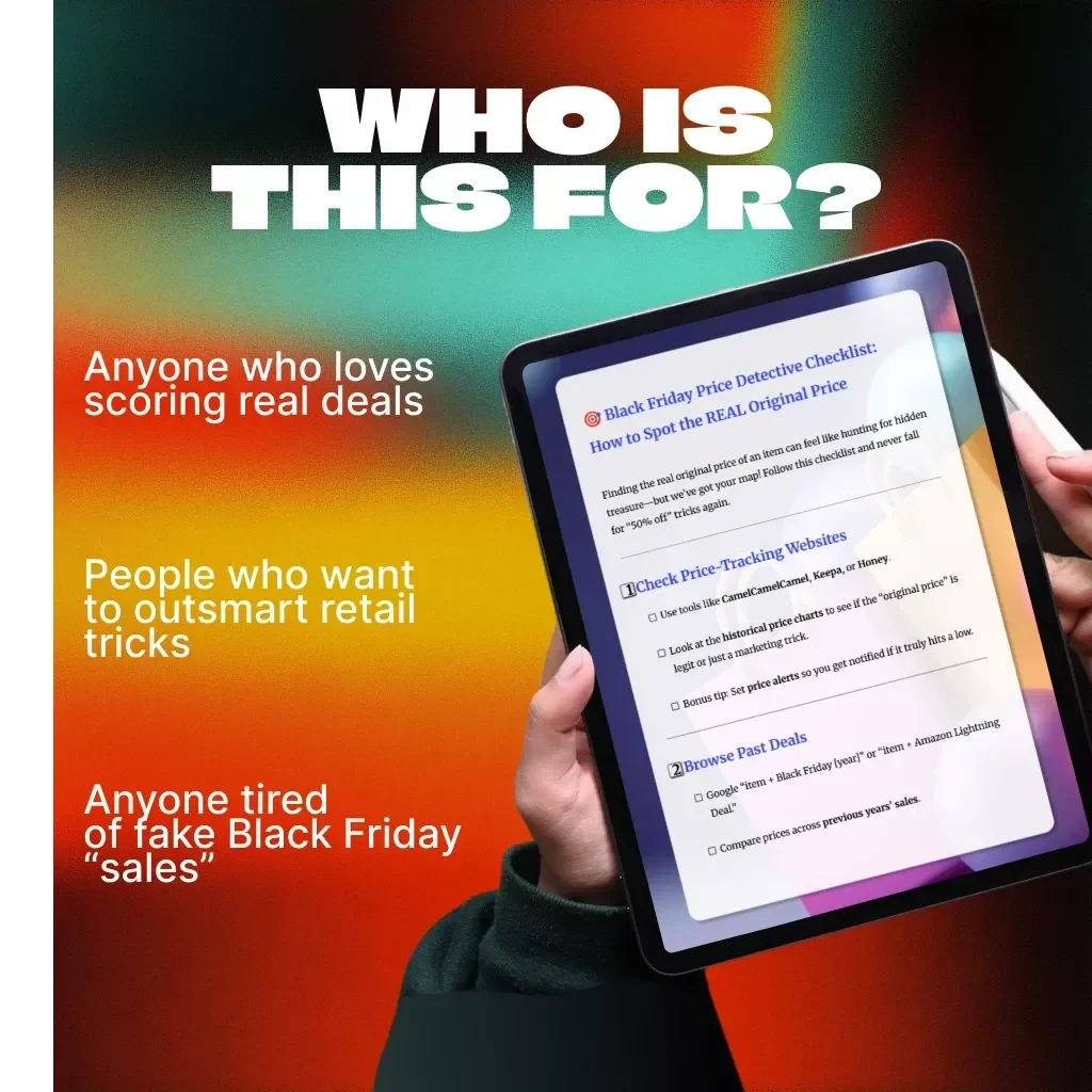 Black Friday Price Detective Checklist: How to Spot the REAL Original Price | Digital Download | How to Find Original Price History for an Item | Smart Shopping Guide | eBook & Printable Checklist