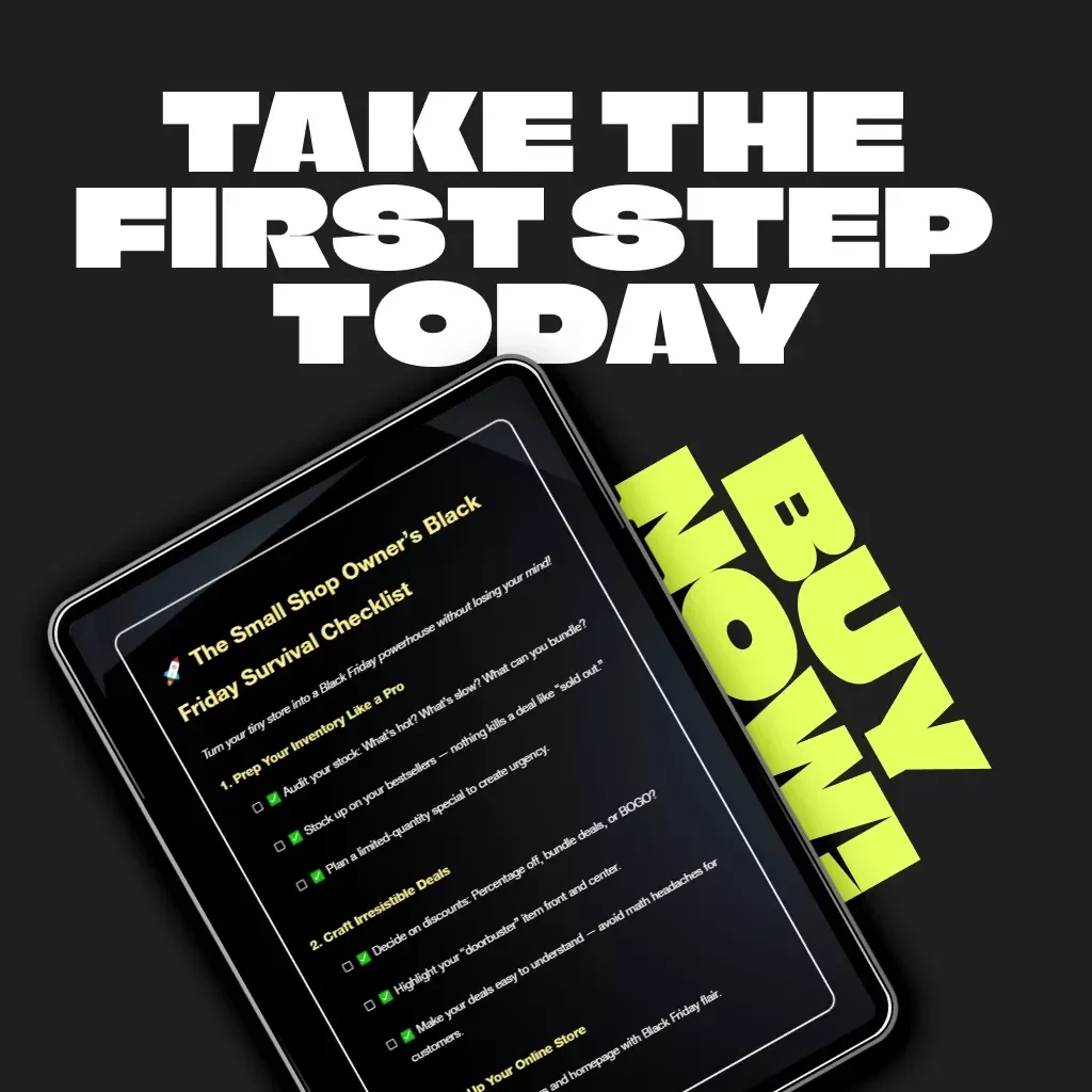 The Small Shop Owner’s Black Friday Survival Checklist | Digital Download for Small Business Owners | How Black Friday Works for Small Shops | Printable Marketing Guide for Etsy & Boutique Sellers