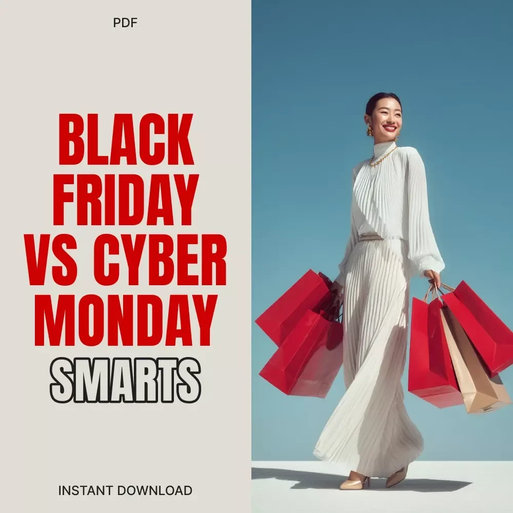 Black Friday vs Cyber Monday Smarts – Digital Shopping Guide, Holiday Savings Planner, Printable eBook for Smart Online Shoppers