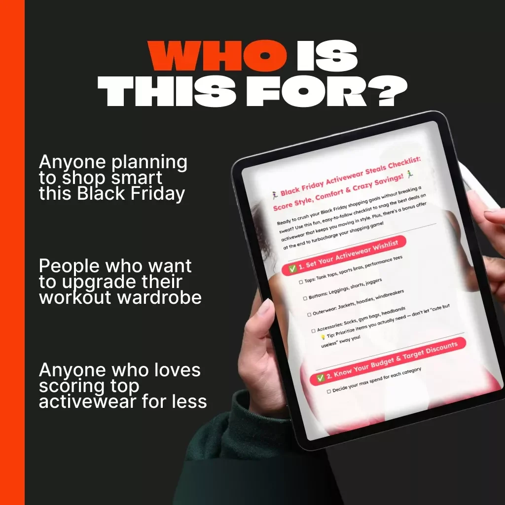 Black Friday Activewear Steals Checklist: Score Style, Comfort & Crazy Savings | Best Black Friday Deals on Activewear | Printable Shopping Planner for Fitness Lovers